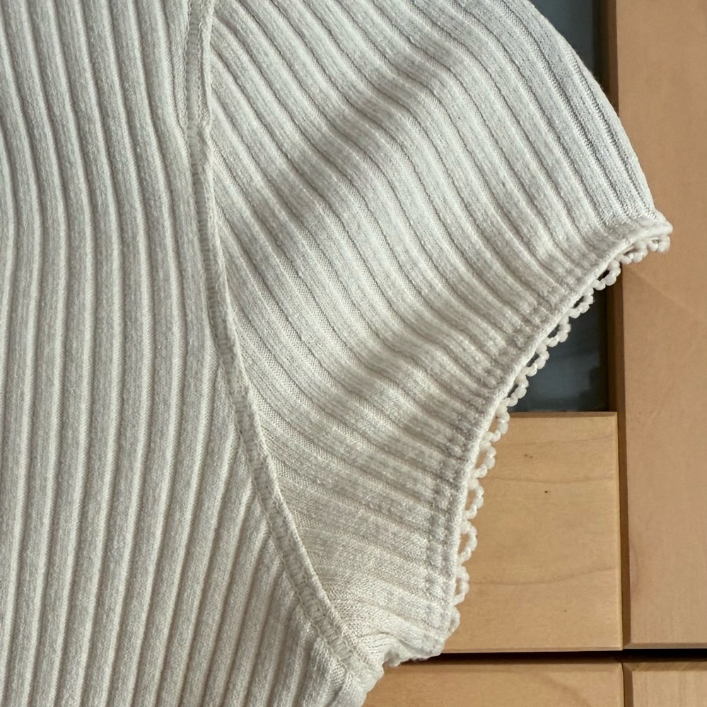 Women's Cream Button-Up Ribbed Top - Picture 6 of 9